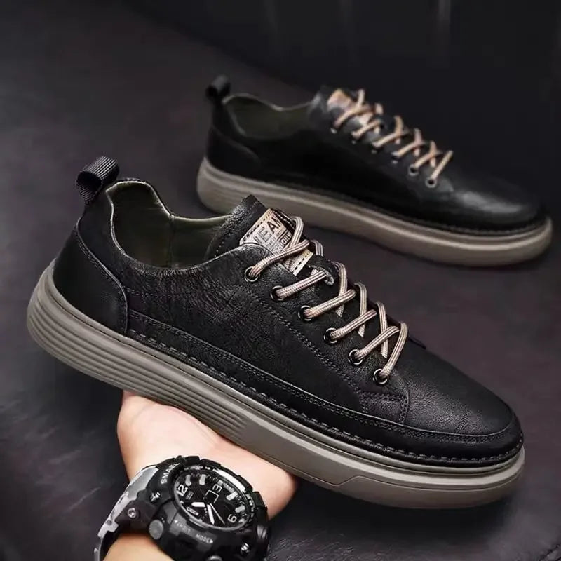 Quality Men's Shoes Leather Casual Shoes for Men Soft Sole Comfortable Shoes Versatile Male Work Shoes Trend Retro Shoes Men