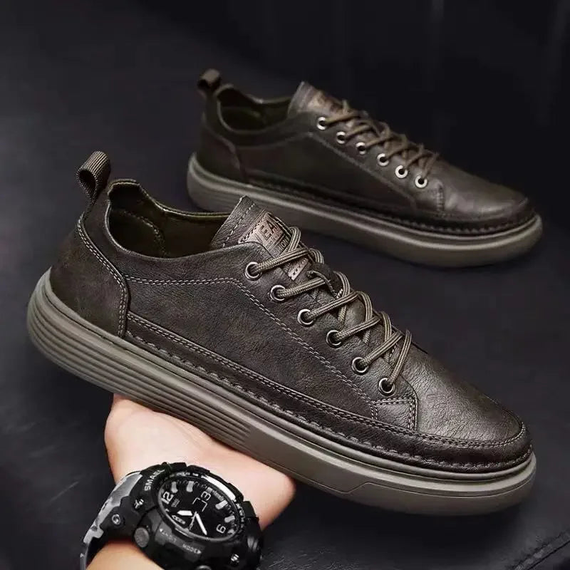 Quality Men's Shoes Leather Casual Shoes for Men Soft Sole Comfortable Shoes Versatile Male Work Shoes Trend Retro Shoes Men